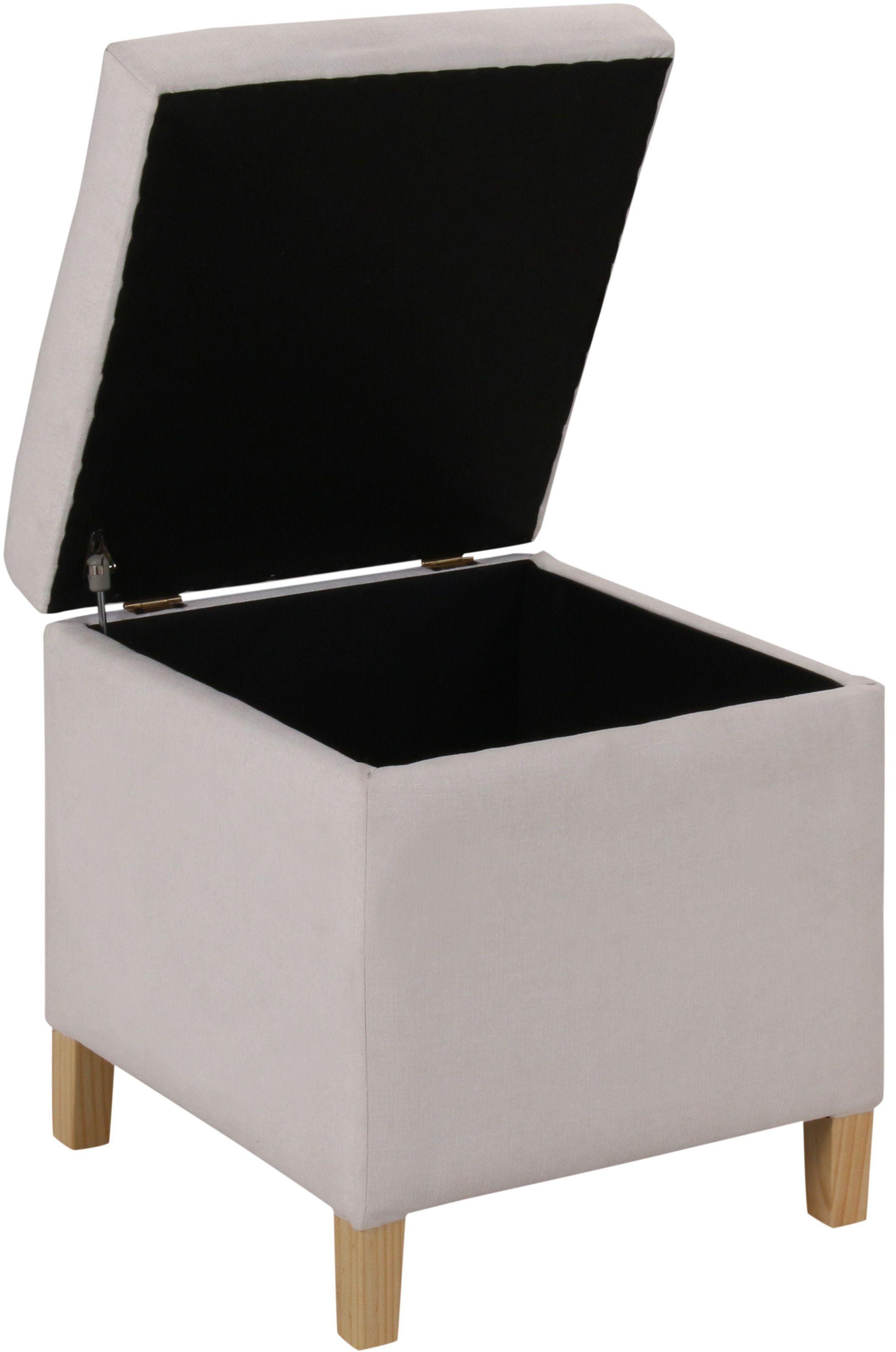 Pouf Baúl Rucato Blanco Felpa 46x46x50 cm Máxima Design-2