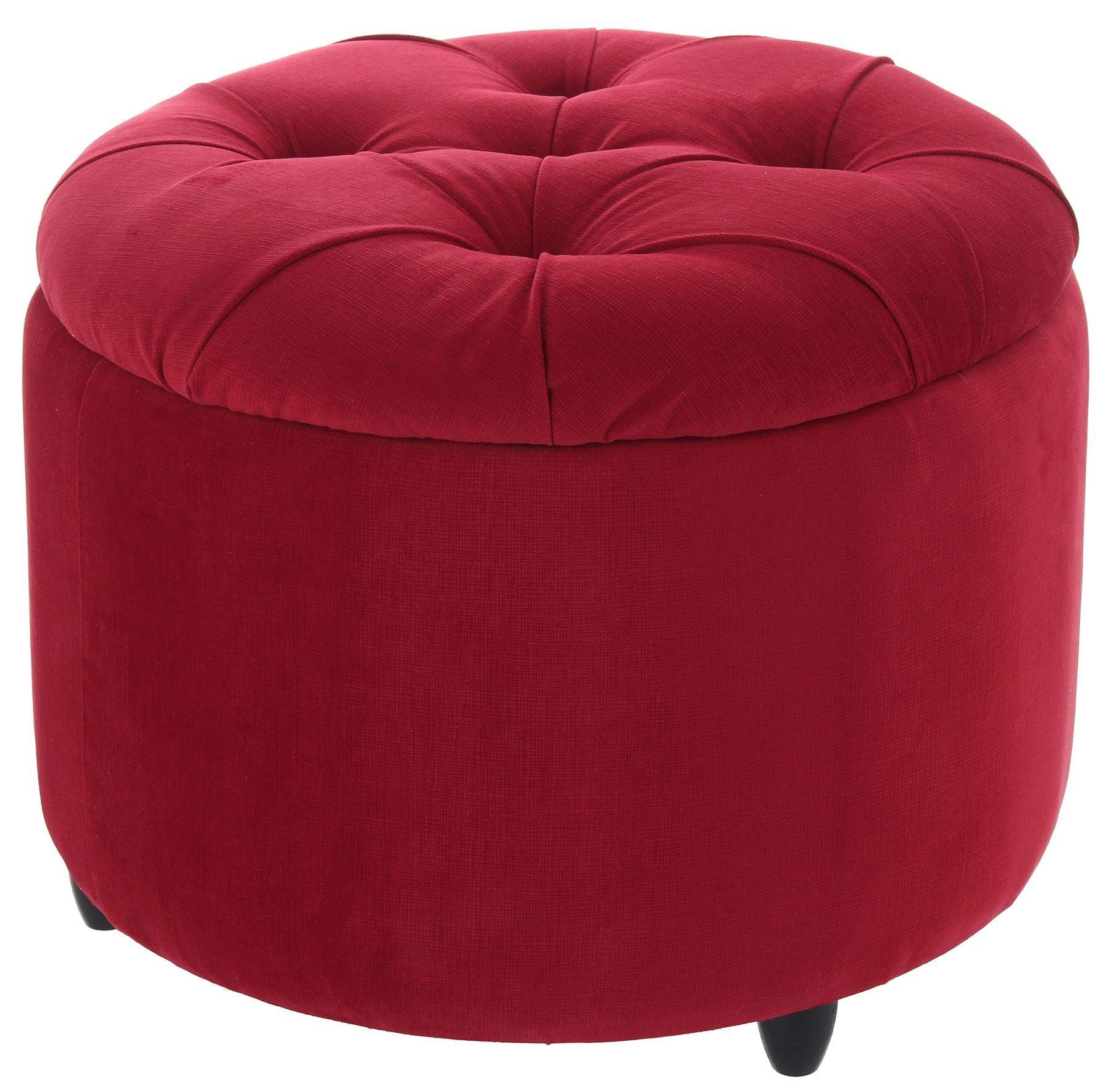 Pouf Zoe con Baúl Rojo Felpa 60x60x50 cm de Máxima Design -2