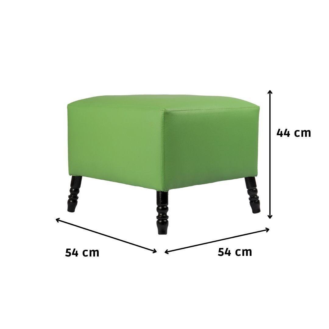 Pouf Alejandro Verde Eco Cuero 54x54x44 Máxima Design-4