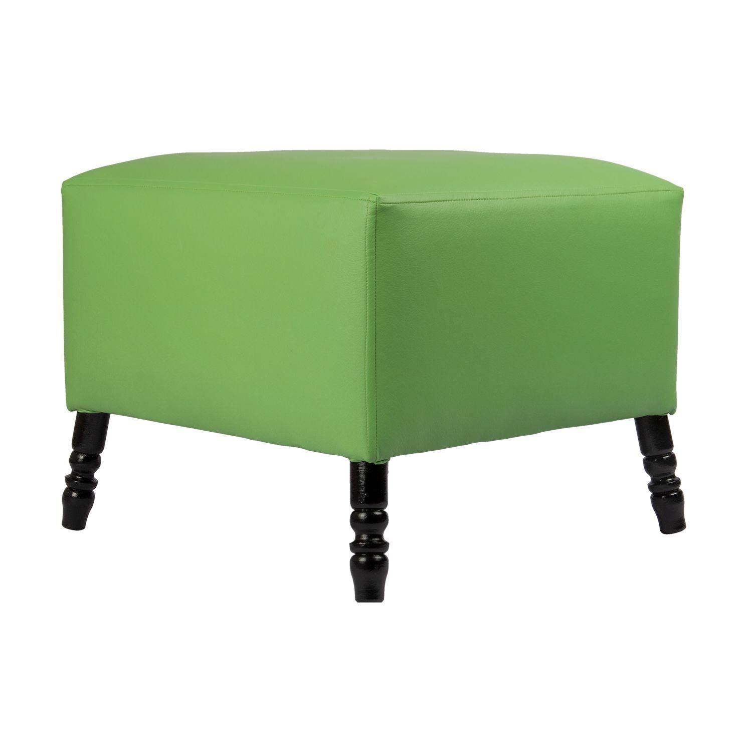 Pouf Alejandro Verde Eco Cuero 54x54x44 Máxima Design-3