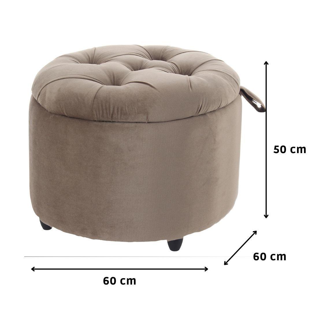 Pouf Baúl Zoe Café Felpa 60x60x50 Cm Máxima Design-4
