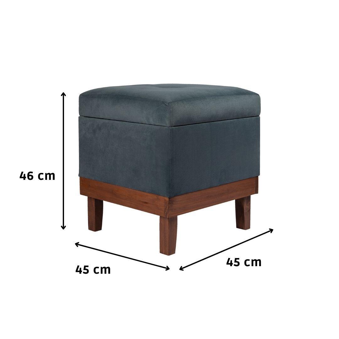 Pouf Emilia con Baúl Azul Petróleo 45x45x46 cm Máxima Design-3