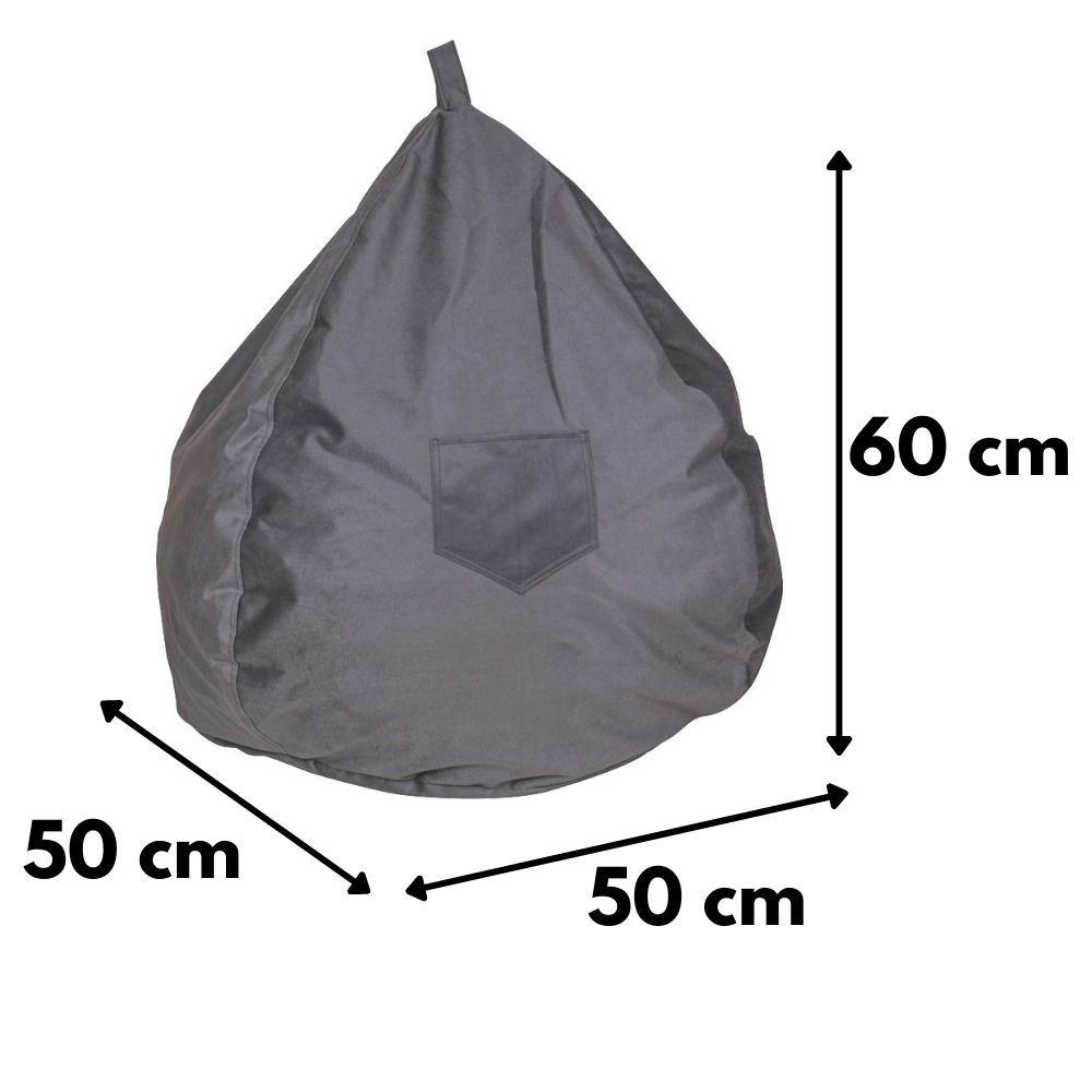 Pouf Pera Infantil Felpa Gris 60x50x50 Cm Máxima Design-3