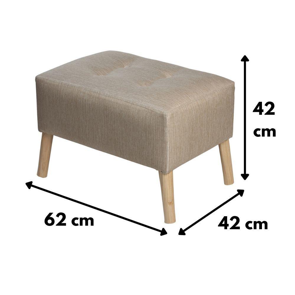 Pouf Petrum Beige Omega 62x42x42 cm Máxima Design-2