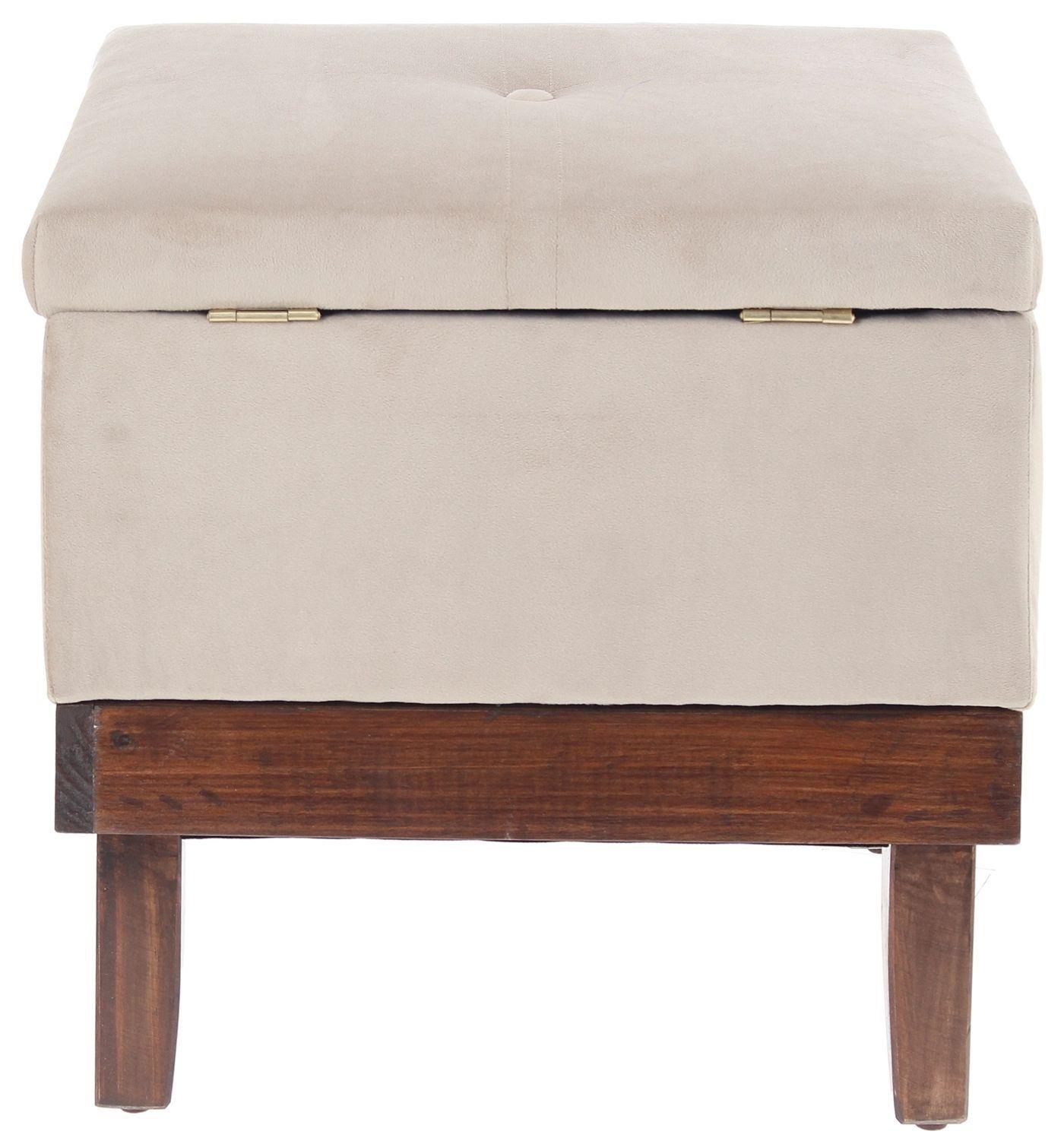 Pouf Emilia con Baúl Beige Felpa 45x45x46 Cm Máxima Design-2