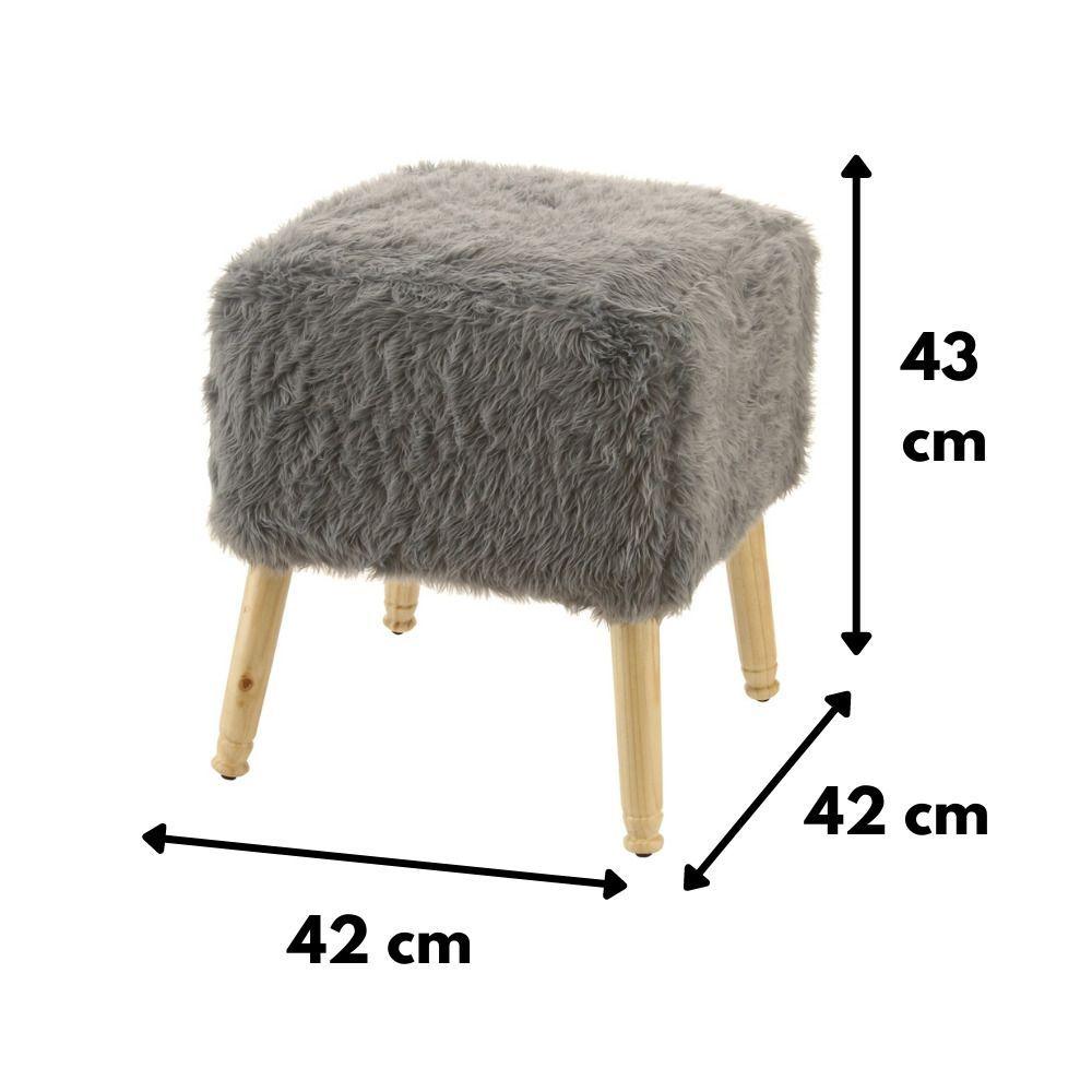 Pouf Kira Diseño Gris Piel Sintética  42x42x43 cm Máxima Design-4