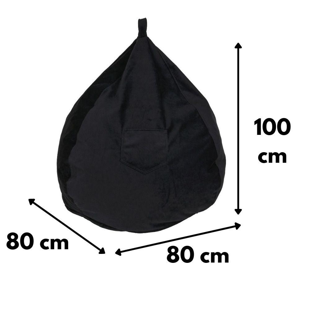Pouf Pera Negro Felpa 100x80x80 cm Máxima Design-2