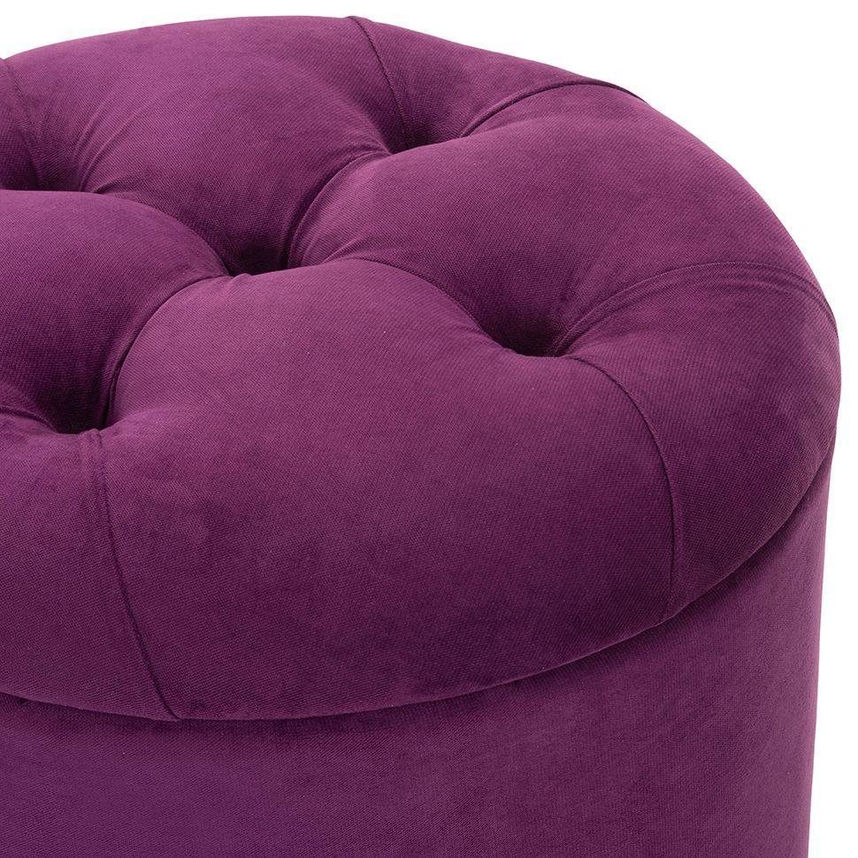 Pouf Baúl Zoe Morado Felpa 60x60x50 Cm Máxima Design-2