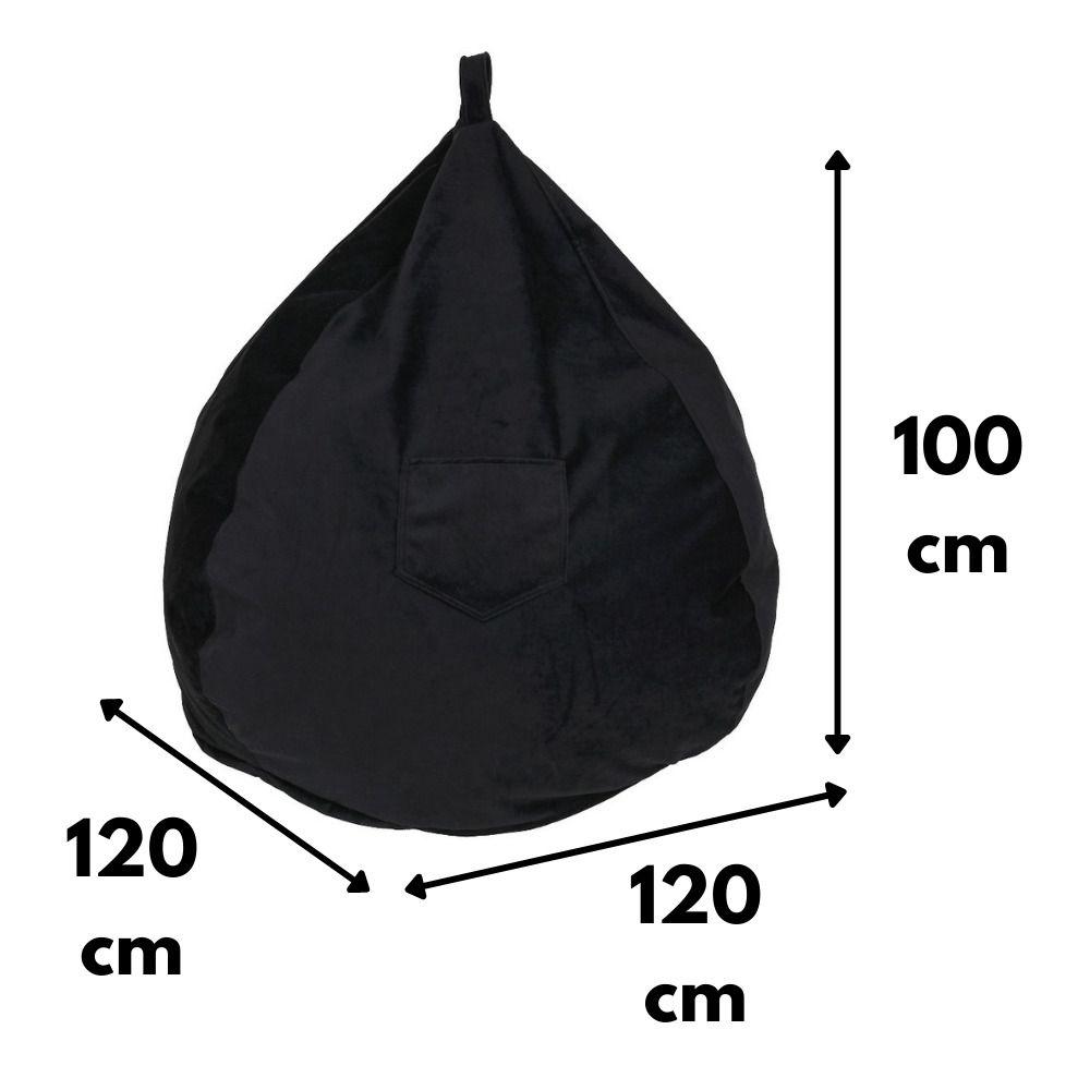 Pouf Pera Negro Felpa 100x120x120 cm Máxima Design-2