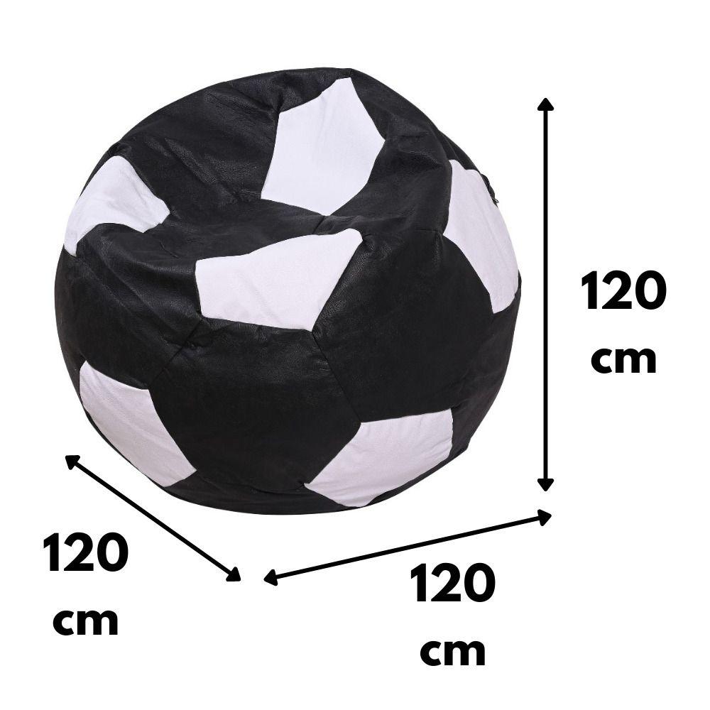 Pouf Pera Futbol Negro Blanco Eco Cuero 120x120x120 cm Máxima Design-2