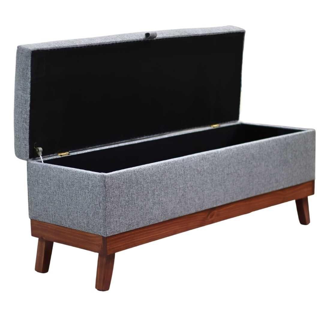 Banqueta con Baúl Incy Gris Omega 120x40x50 cm Máxima Design-2