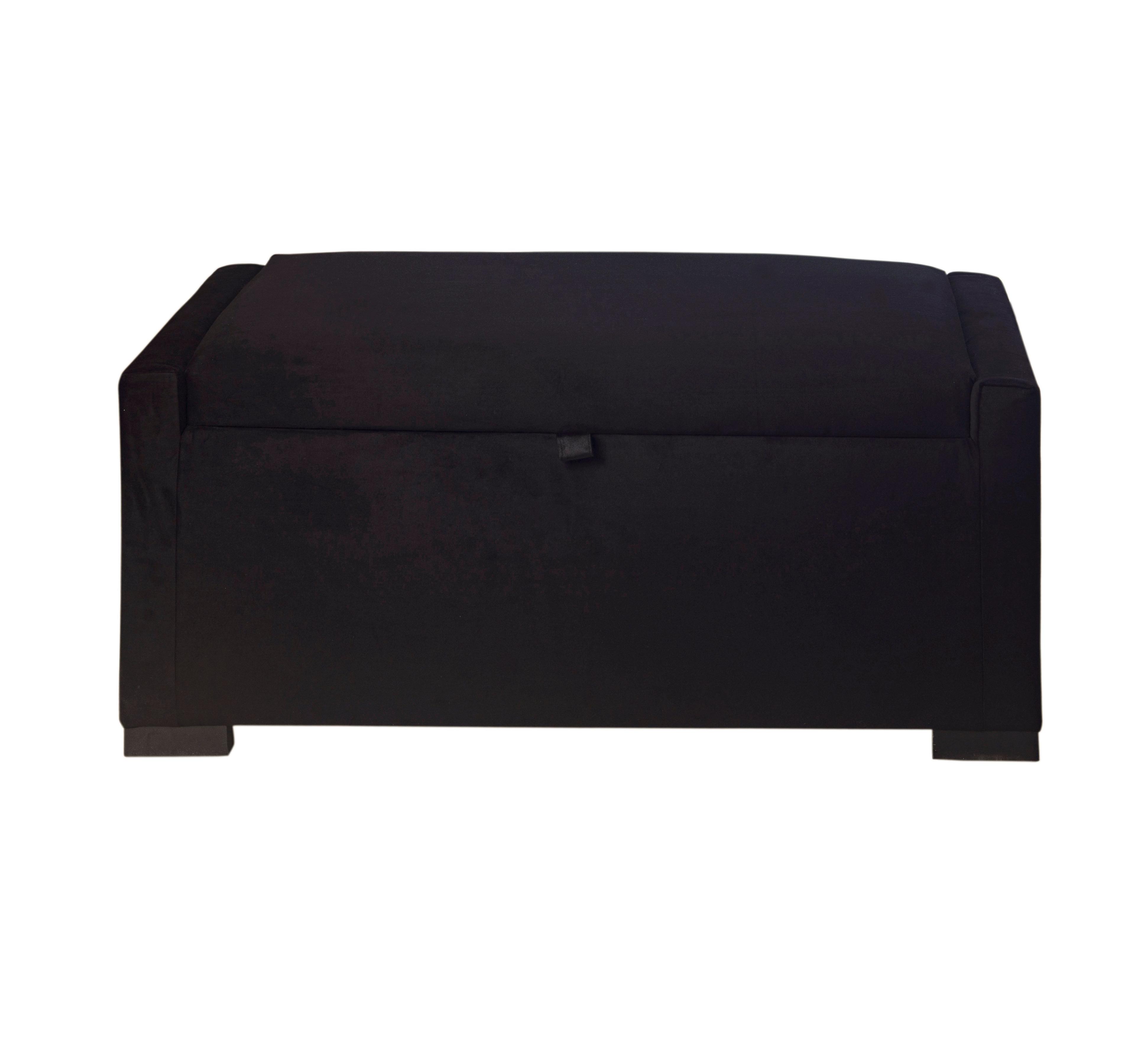 Banqueta con Baúl Leyzy Negro Felpa con Baúl 40X55X105 Cm-0