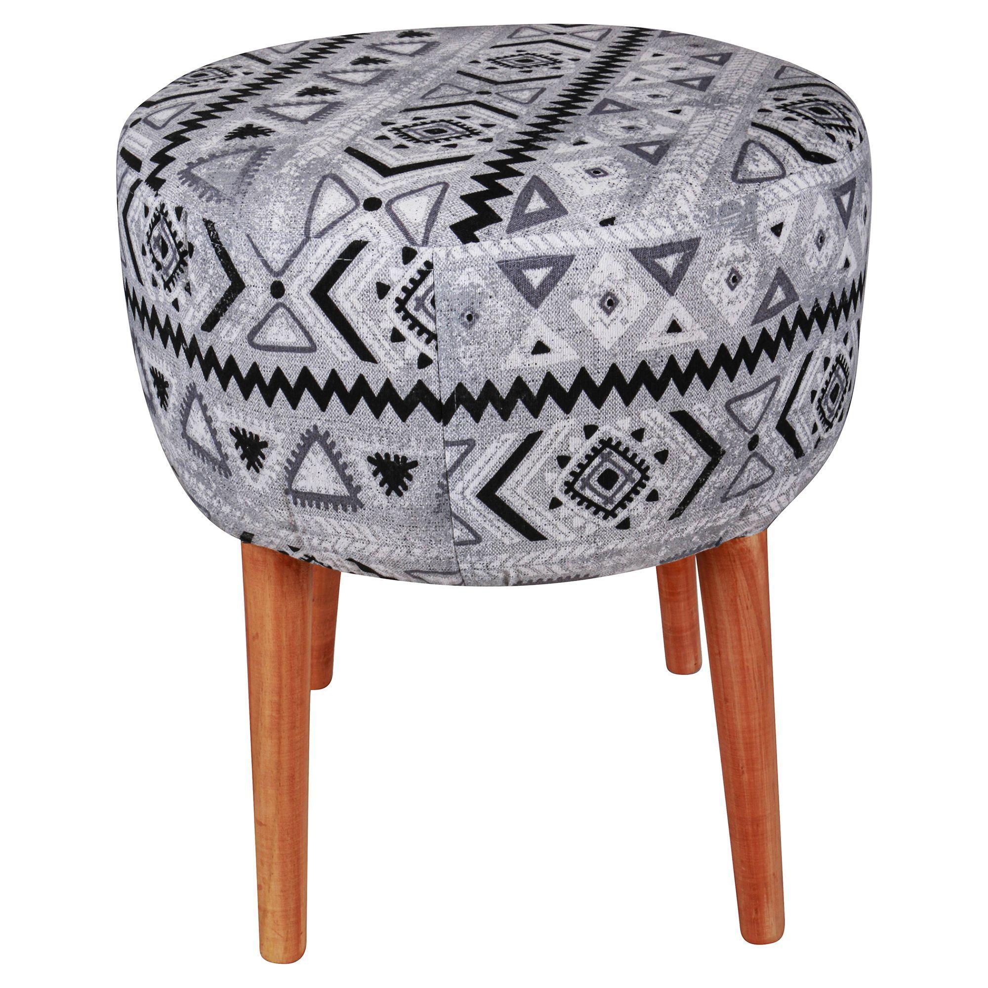 Pouf Bird Cayec Blanco-Negro Estampado 35x35x45 cm Máxima Design-4