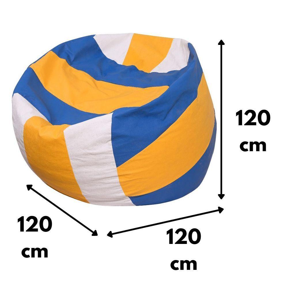 Pouf Pera Voleibol 120x120x120 cm Amarillo-Azul-Blanco -2