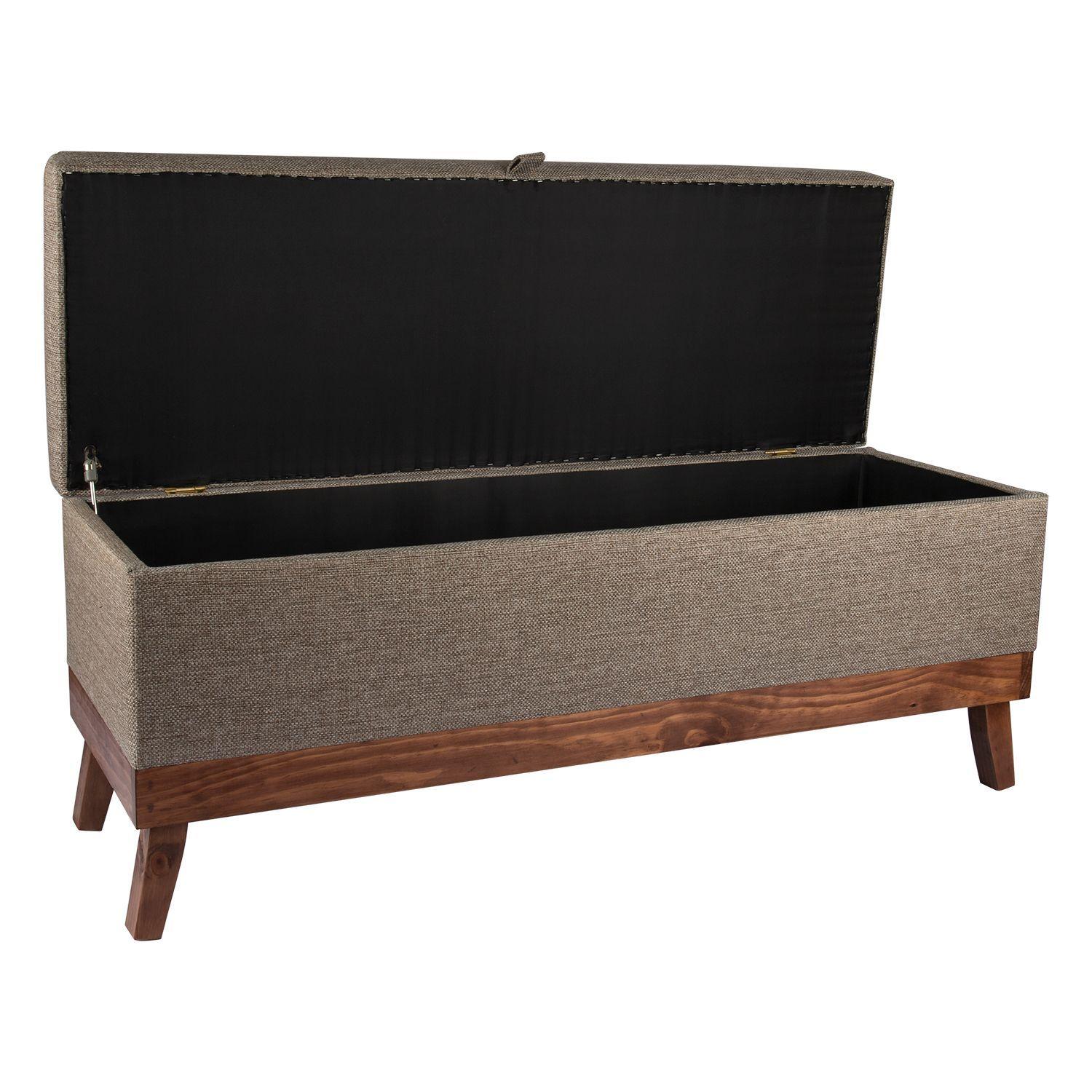 Banqueta con Baúl Incy Gris-Beige Omega 120x40x50 cm Máxima Design-2