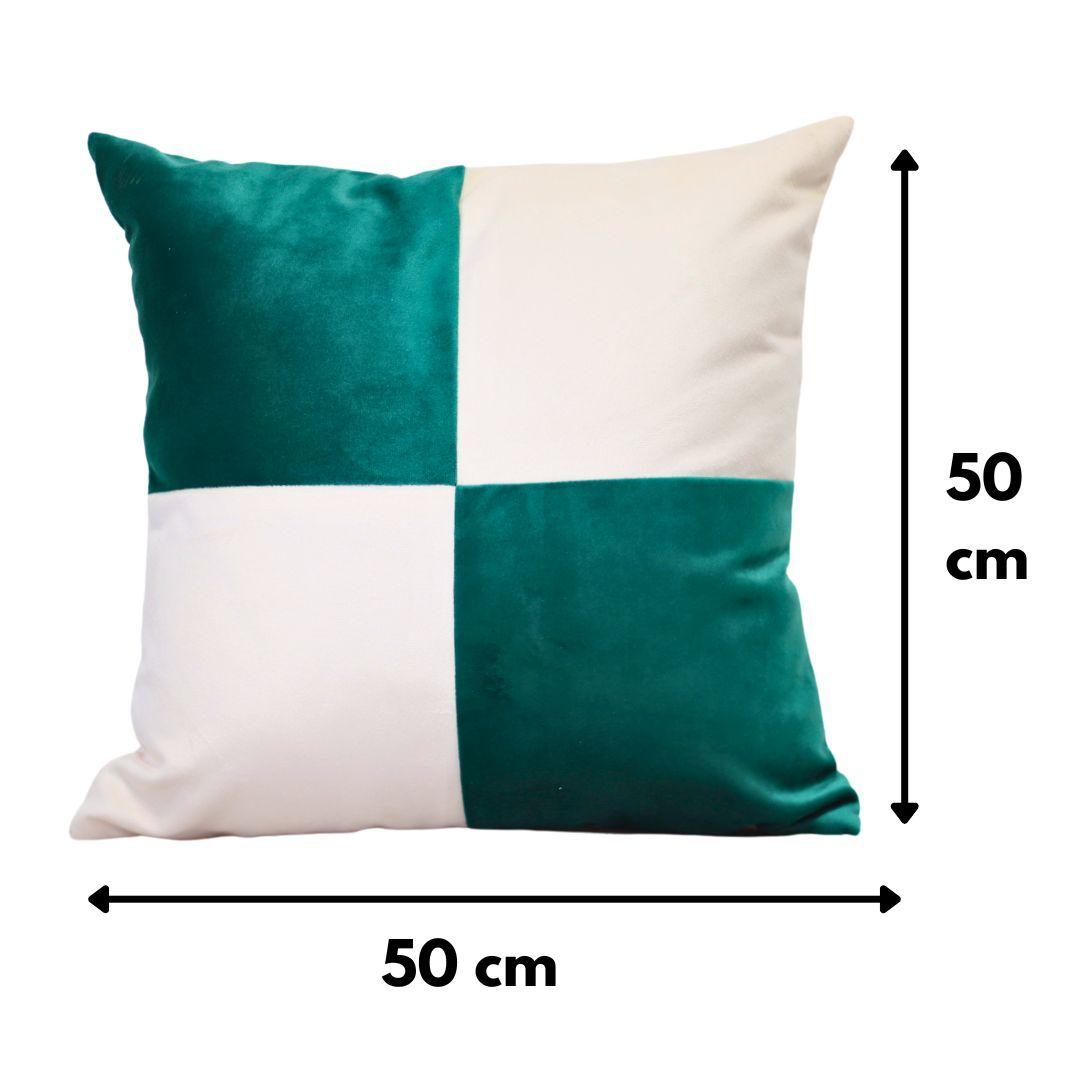 Cojín Gabriela Verde Botella Blanco Felpa 50x50 cm-3