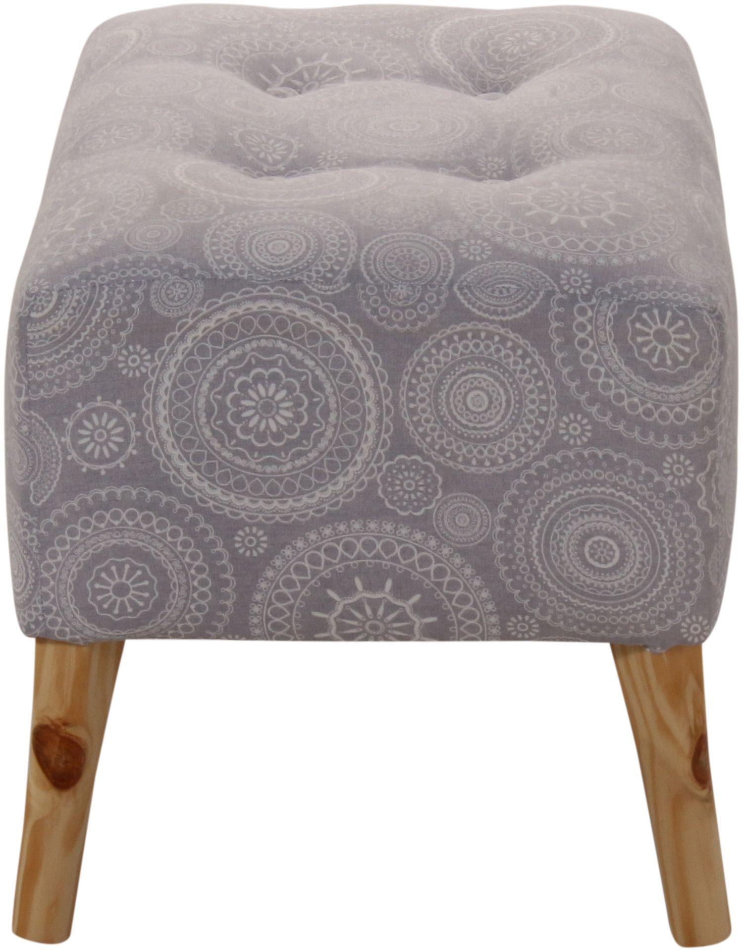 Pouf  Petrum Mándala Gris Estampado 62x42x42 cm Máxima Design-2