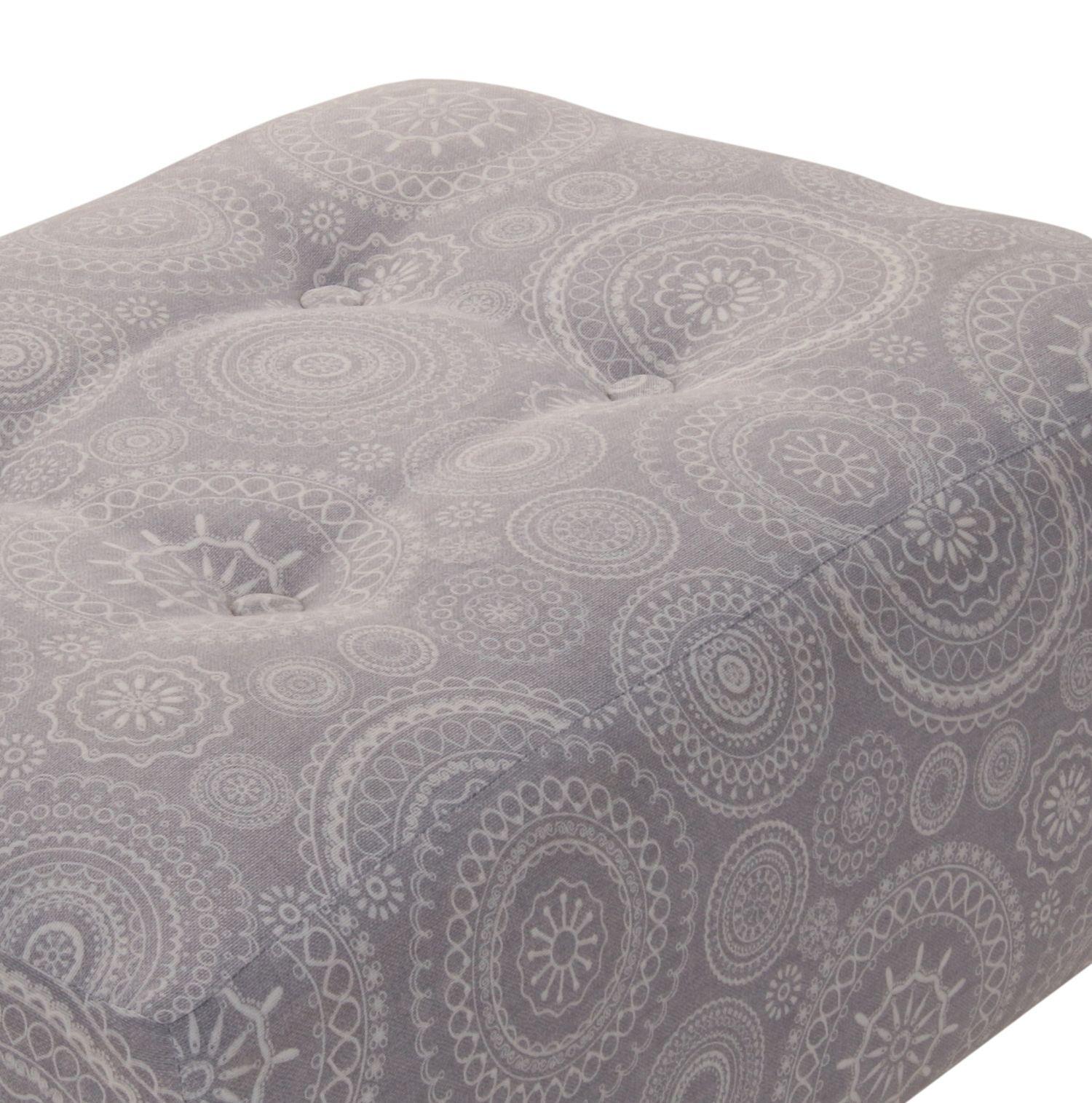 Pouf  Petrum Mándala Gris Estampado 62x42x42 cm Máxima Design-3