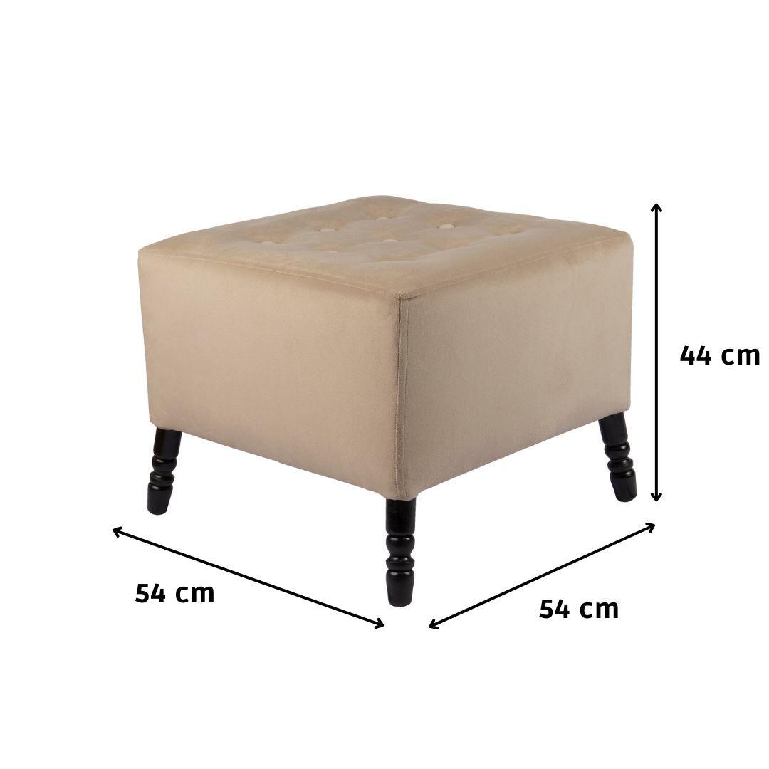 Pouf Alejandro Diseño Beige Felpa 54x54x44 cm Máxima Design-2
