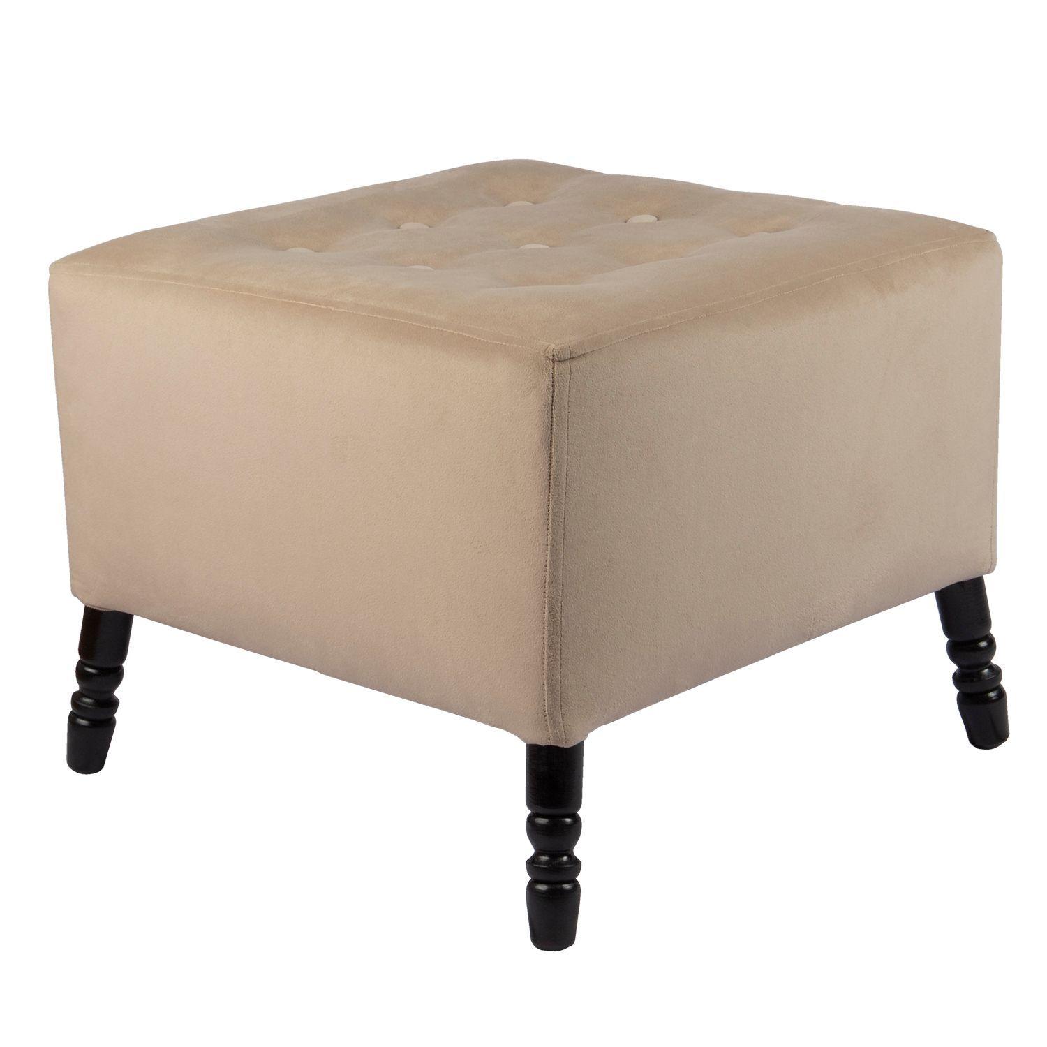 Pouf Alejandro Diseño Beige Felpa 54x54x44 cm Máxima Design-3