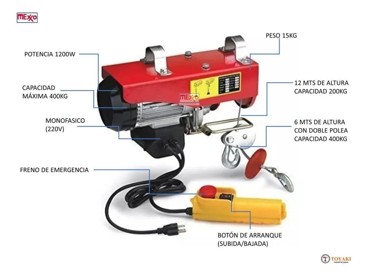 Tecle Eléctrico 220v 400 Kilos, Alzada 6/12 Metros Japones-2