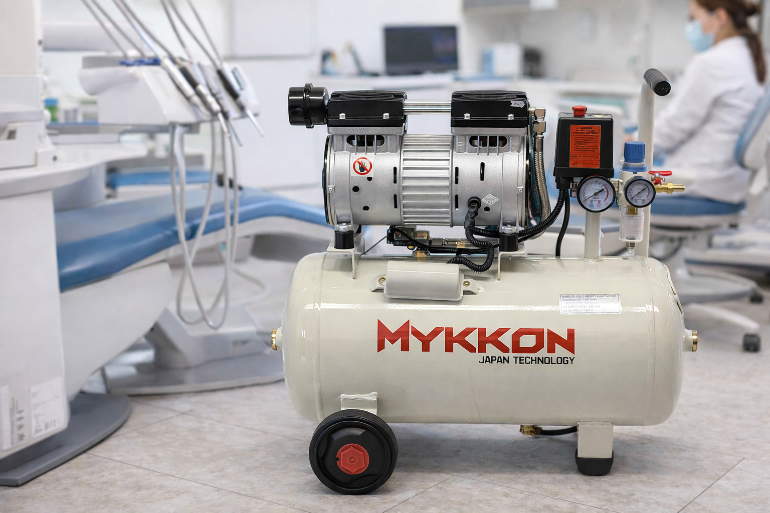 Compresor Dental Silencioso, 2Hp 25 Litros Mykkon Japon-4