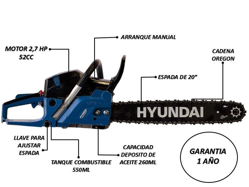 Motosierra 20 Pulgadas 52cc Hyundai Espada Oregon Sello Sec-1