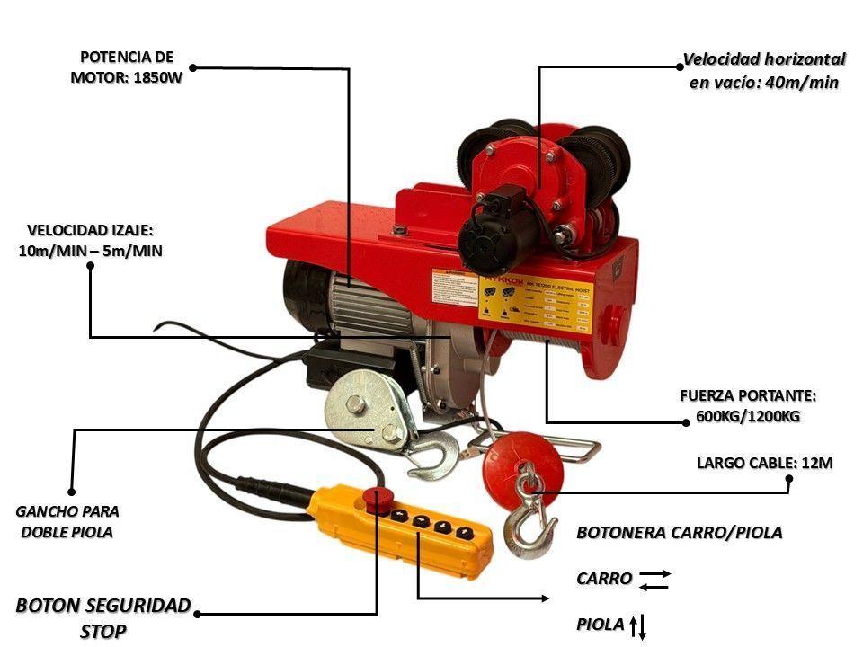 Tecle Electrico 600/1200kg 6/12m Con Carro Industrial Lic. Jap.-1