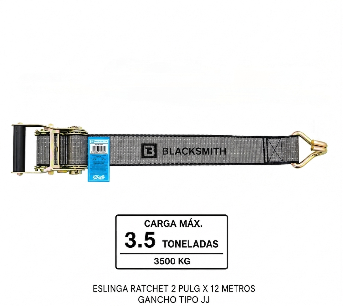 RACHET 2 PULG CON GANCHO JJ 12 MTS 3.5 TON-5