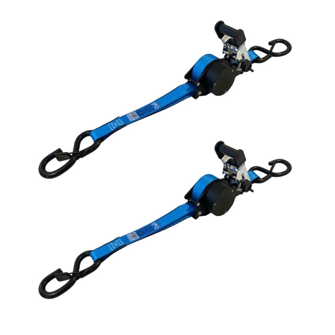 Set 2 Eslinga Retráctil 1  Gancho Tipo S 3.5m 680kg Ratchet-0