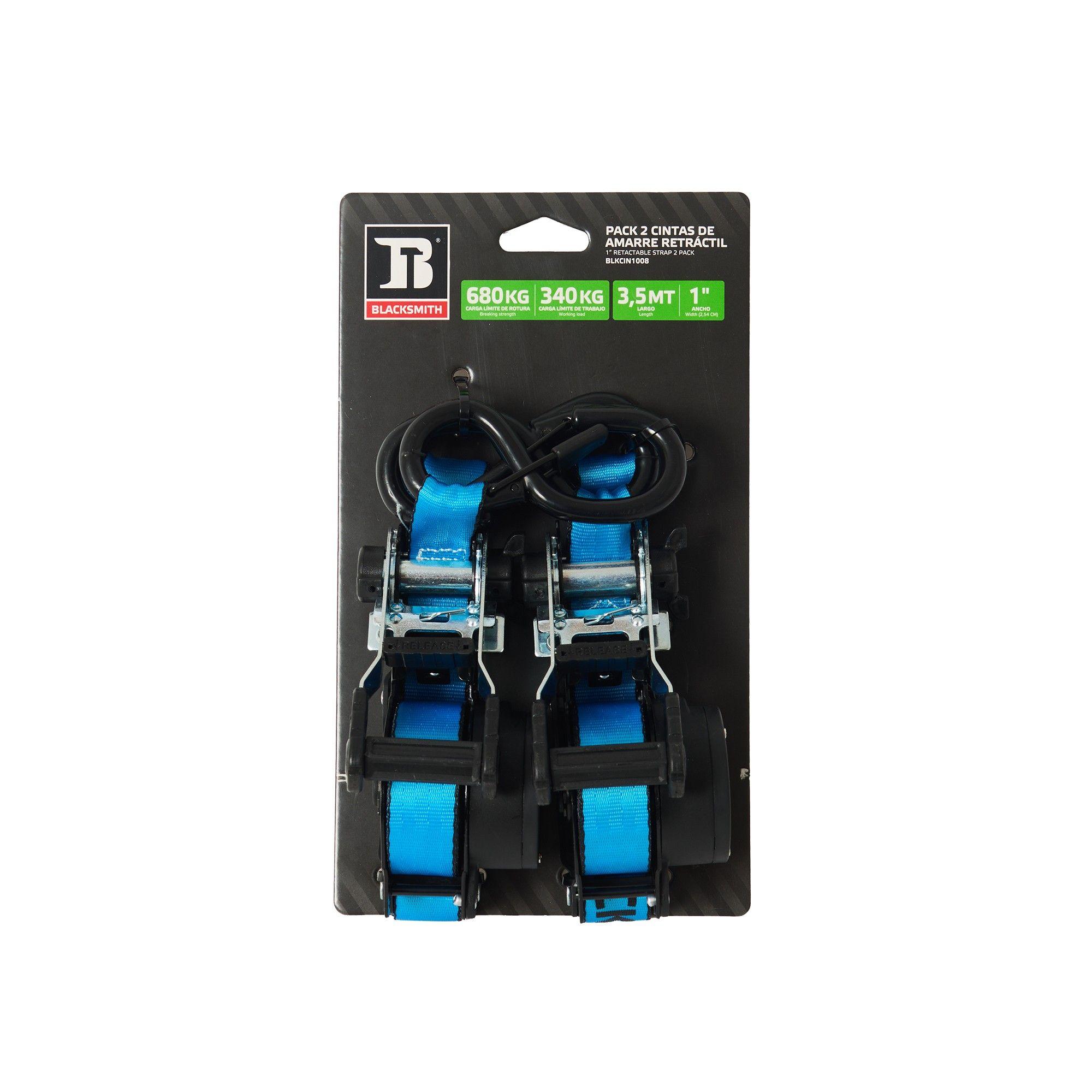 Set 2 Eslinga Retráctil 1  Gancho Tipo S 3.5m 680kg Ratchet-1