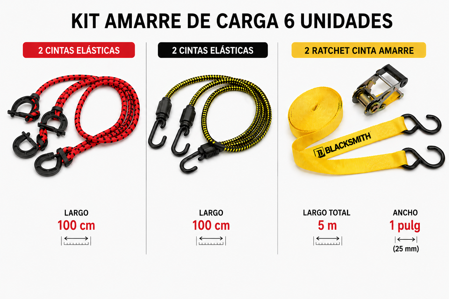 Kit De Amarre De Carga, 6 Unidades, 3 Tamaños.-2