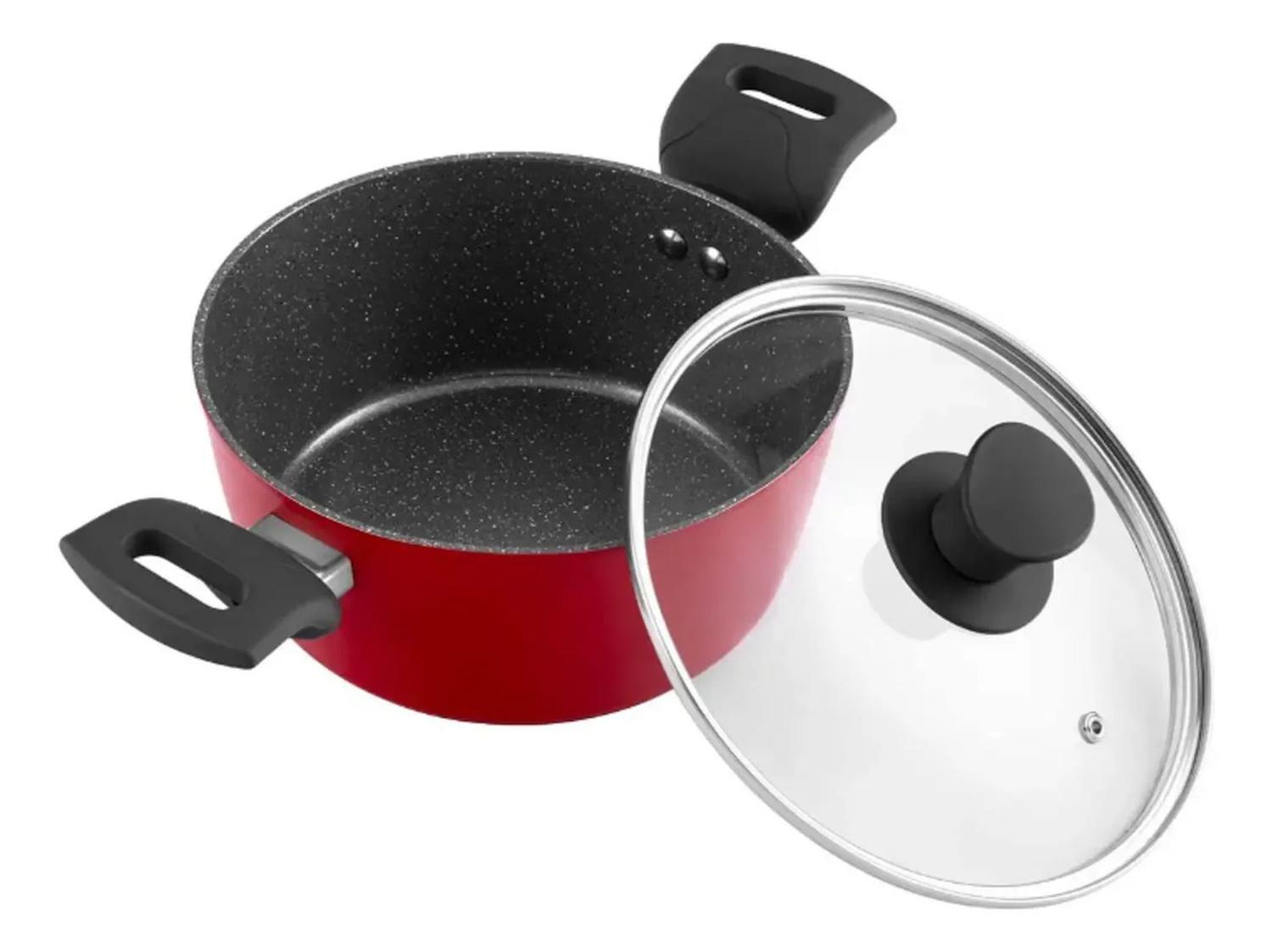 Batería De Cocina Thomas 7 Piezas Aluminio Forjado Rojo Mate Rojo Mate-5