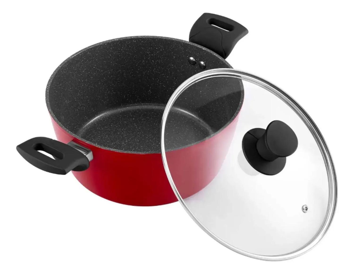 Batería De Cocina Thomas 7 Piezas Aluminio Forjado Rojo Mate Rojo Mate-6