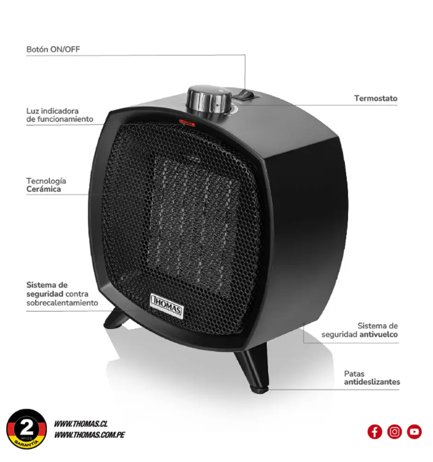 Termoventilador cerámico THOMAS TH-CH35-4