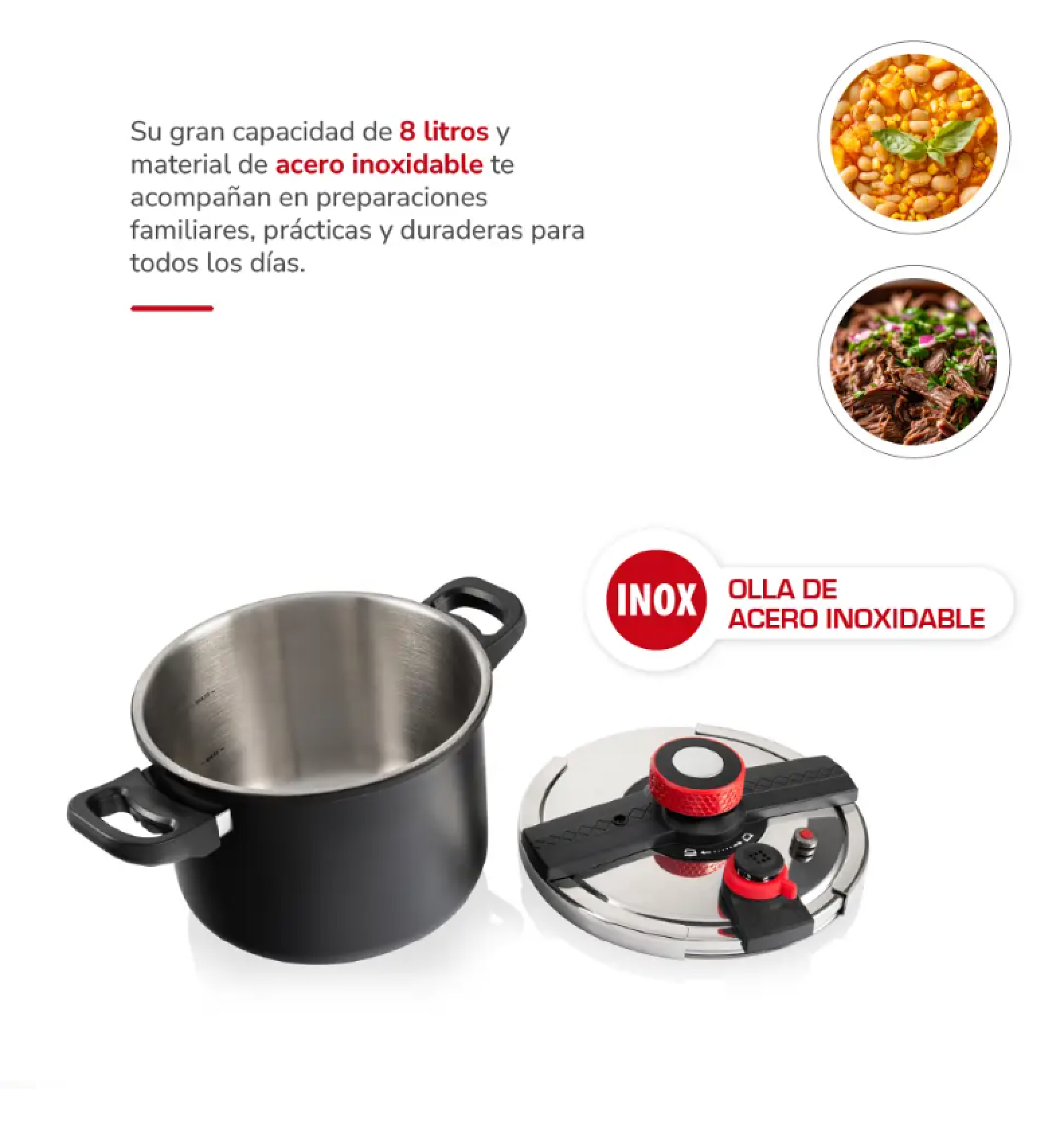 Olla a Presión Acero Inoxidable Negro 8 Litros THOMAS TH-MOP08N-3