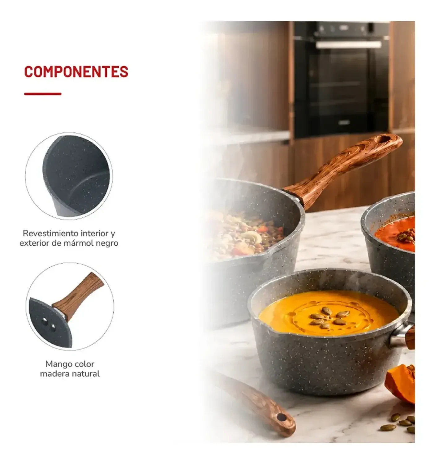 Batería De Cocina Thomas Th-mca03n 3 Piezas Gris-2