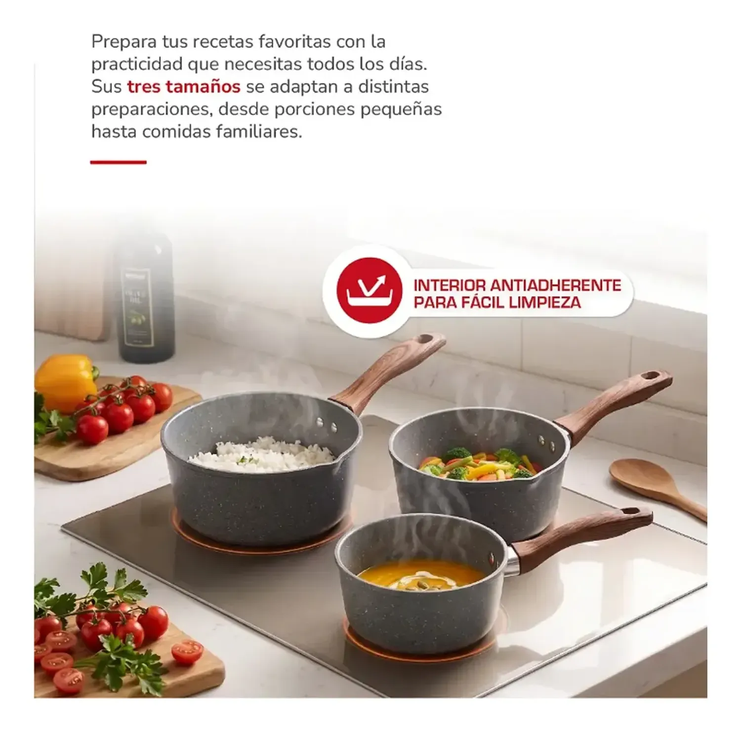 Batería De Cocina Thomas Th-mca03n 3 Piezas Gris-3
