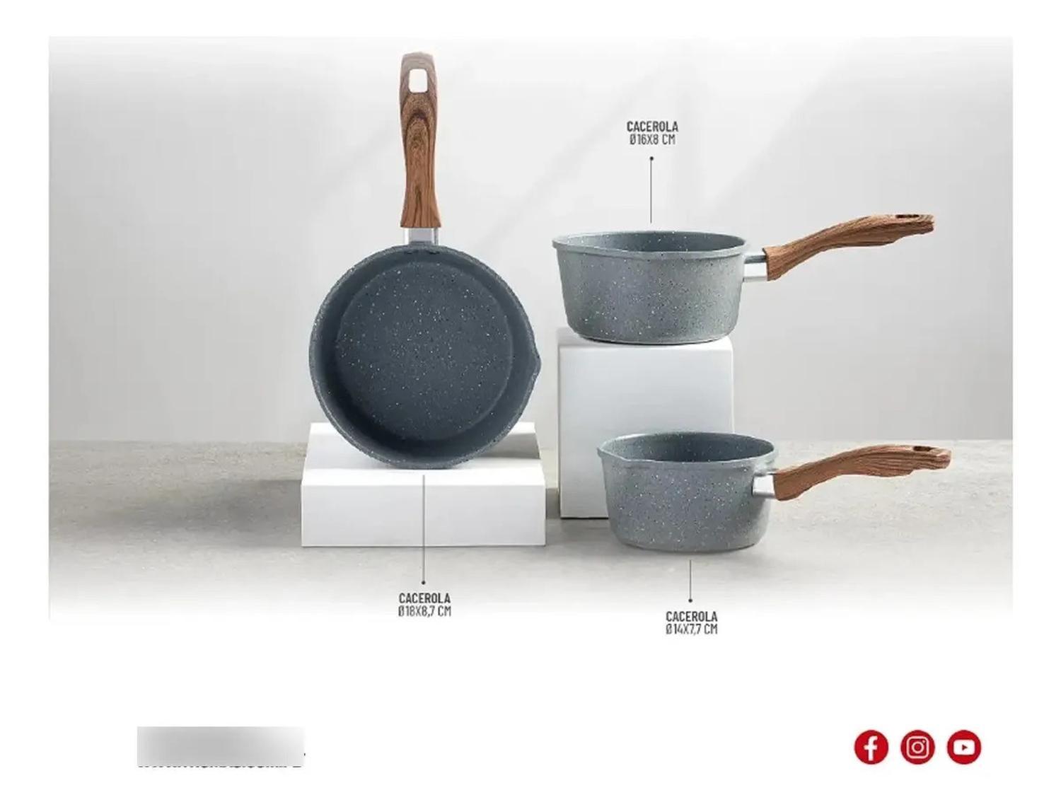 Batería De Cocina Thomas Th-mca03n 3 Piezas Gris-8