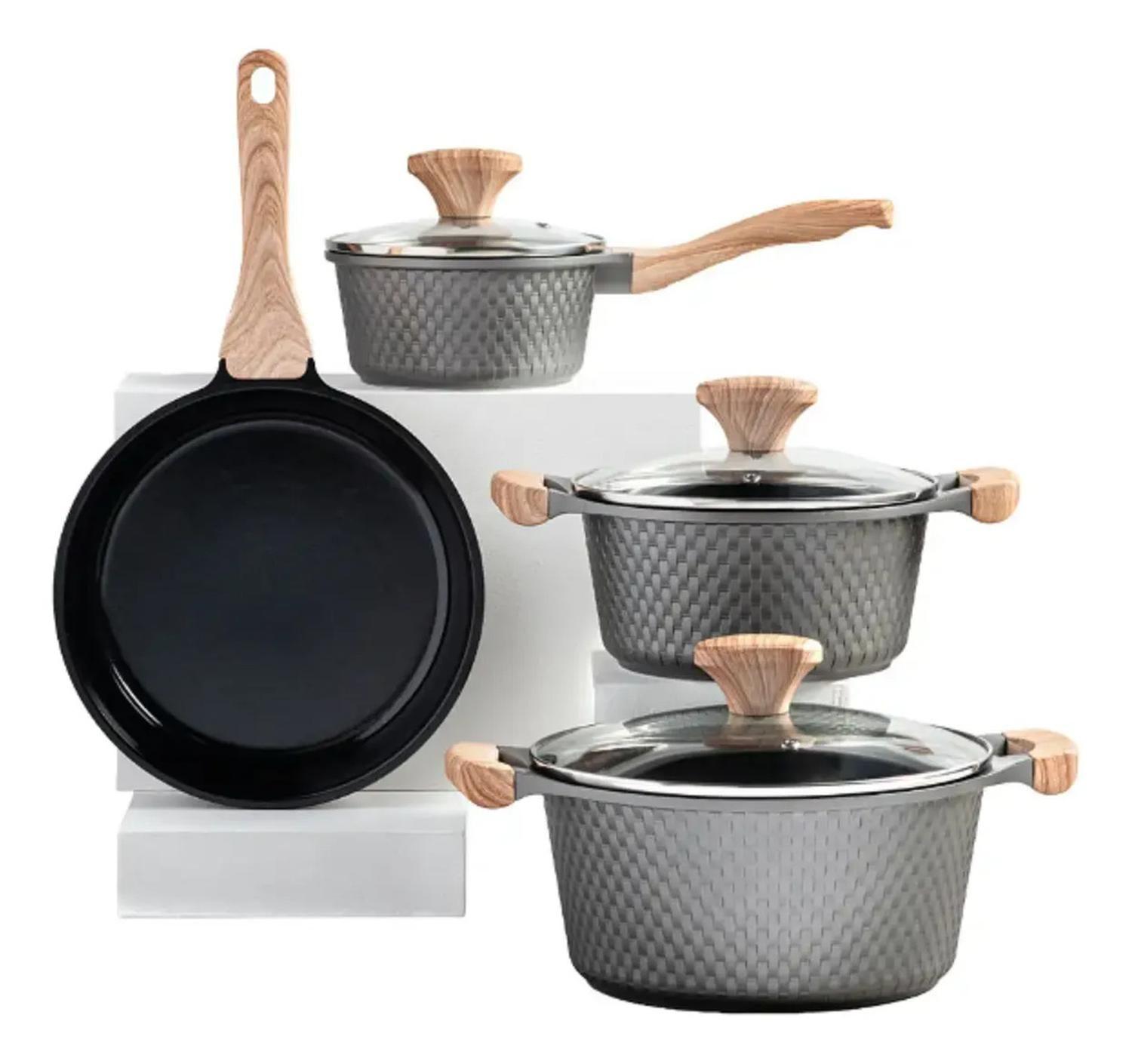 Batería De Cocina Thomas 7 Pzas Aluminio Fundido Gris Gris-0