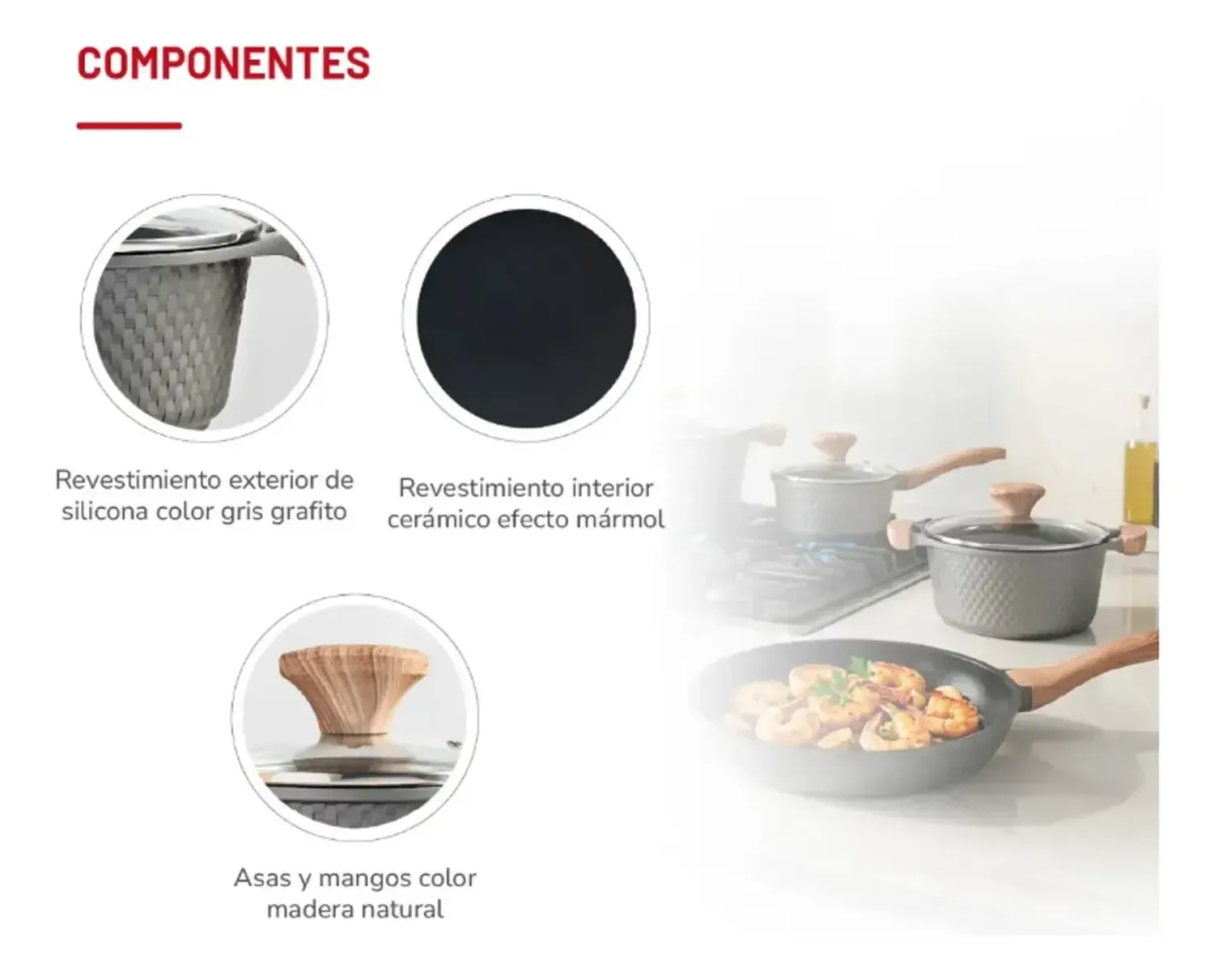 Batería De Cocina Thomas 7 Pzas Aluminio Fundido Gris Gris-6