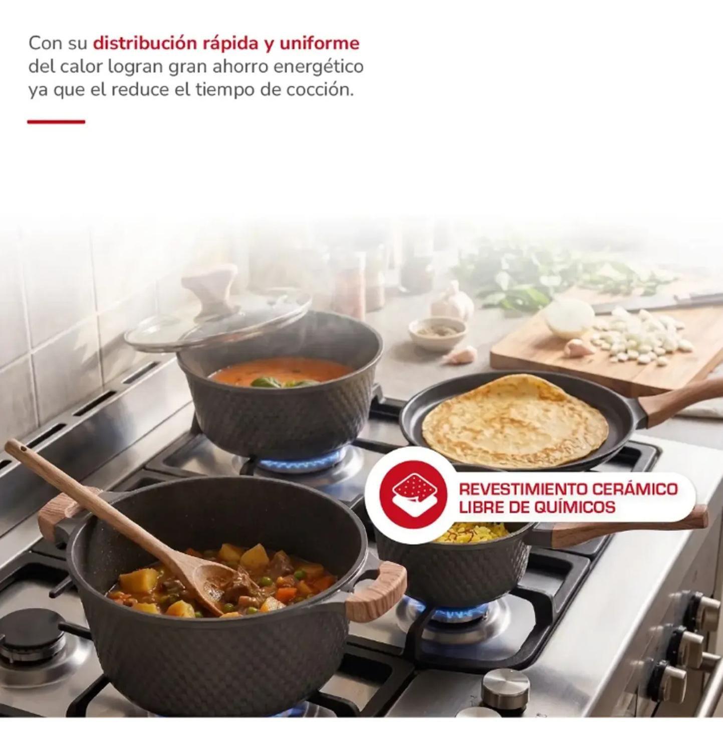 Batería De Cocina Thomas 7 Pzas Aluminio Fundido Gris Gris-8
