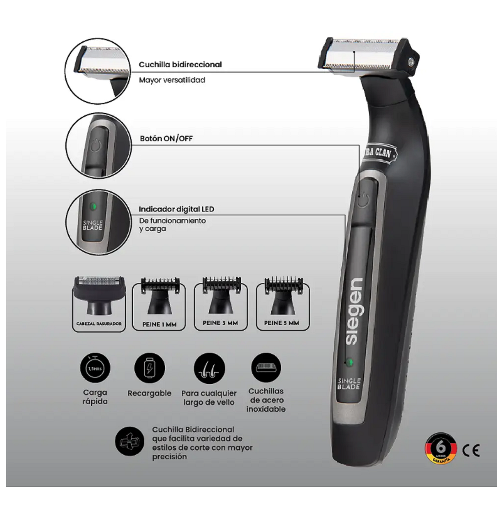 Afeitadora facial y corporal SIEGEN SG-8300C01-7