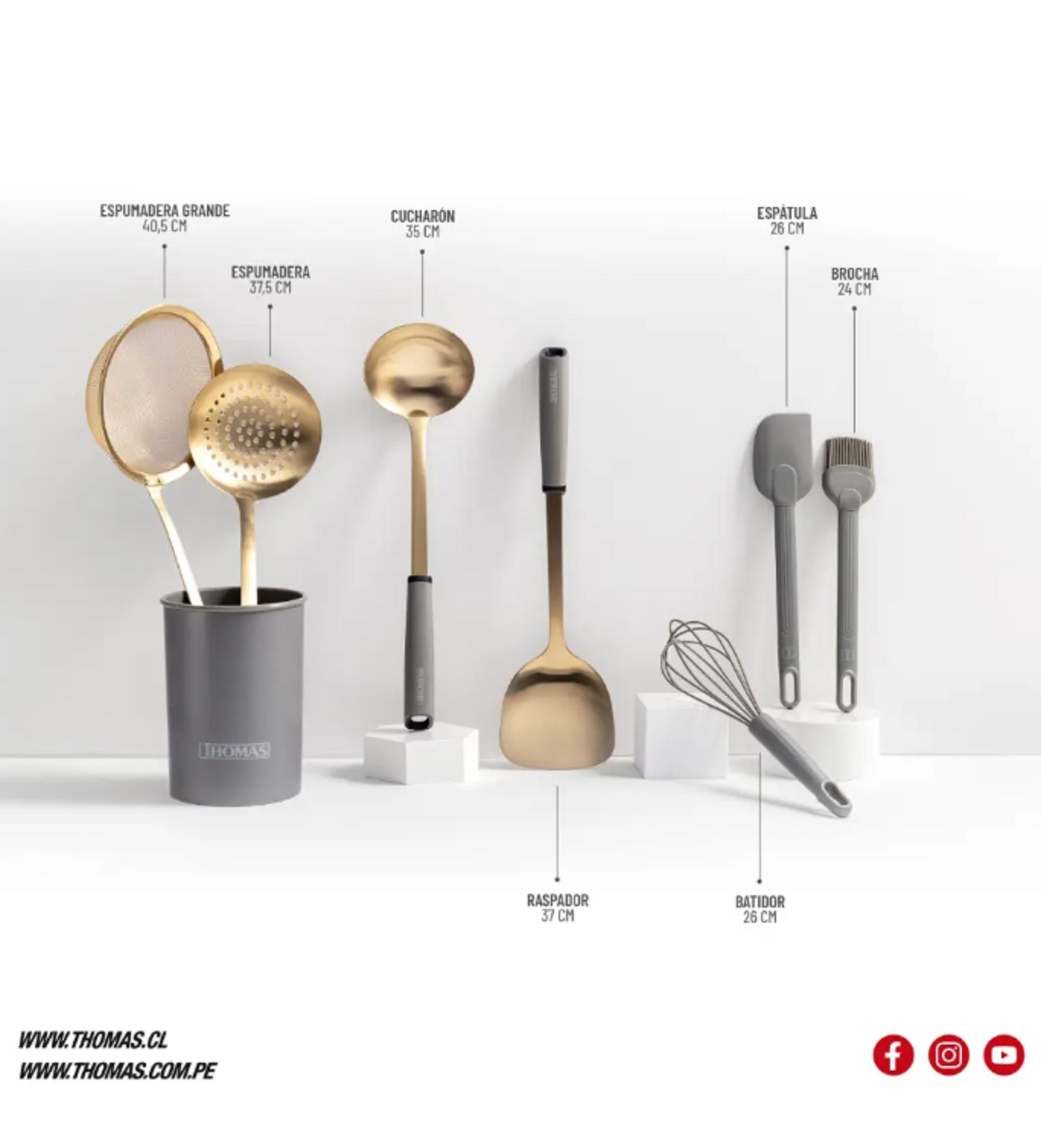 Set de Utensilios Acero Inoxidable 8 Piezas THOMAS TH-MUT08D-2