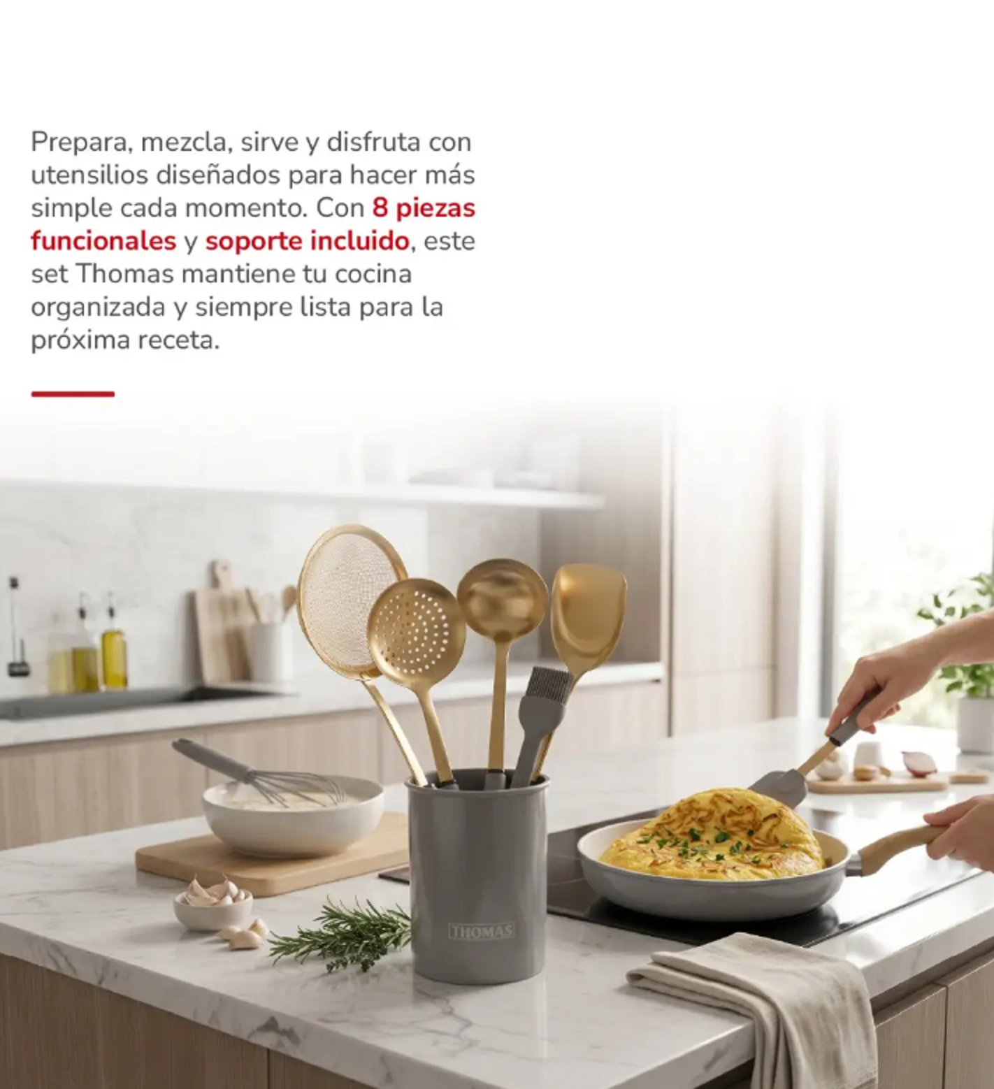 Set de Utensilios Acero Inoxidable 8 Piezas THOMAS TH-MUT08D-5