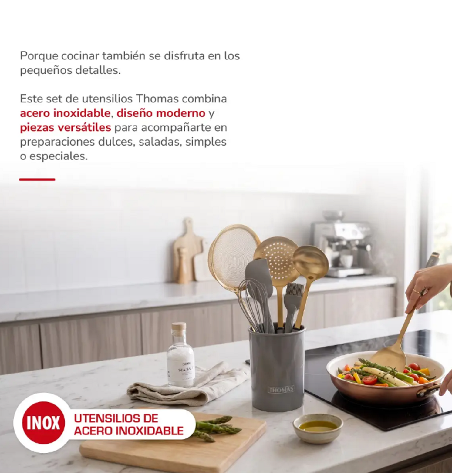 Set de Utensilios Acero Inoxidable 8 Piezas THOMAS TH-MUT08D-6