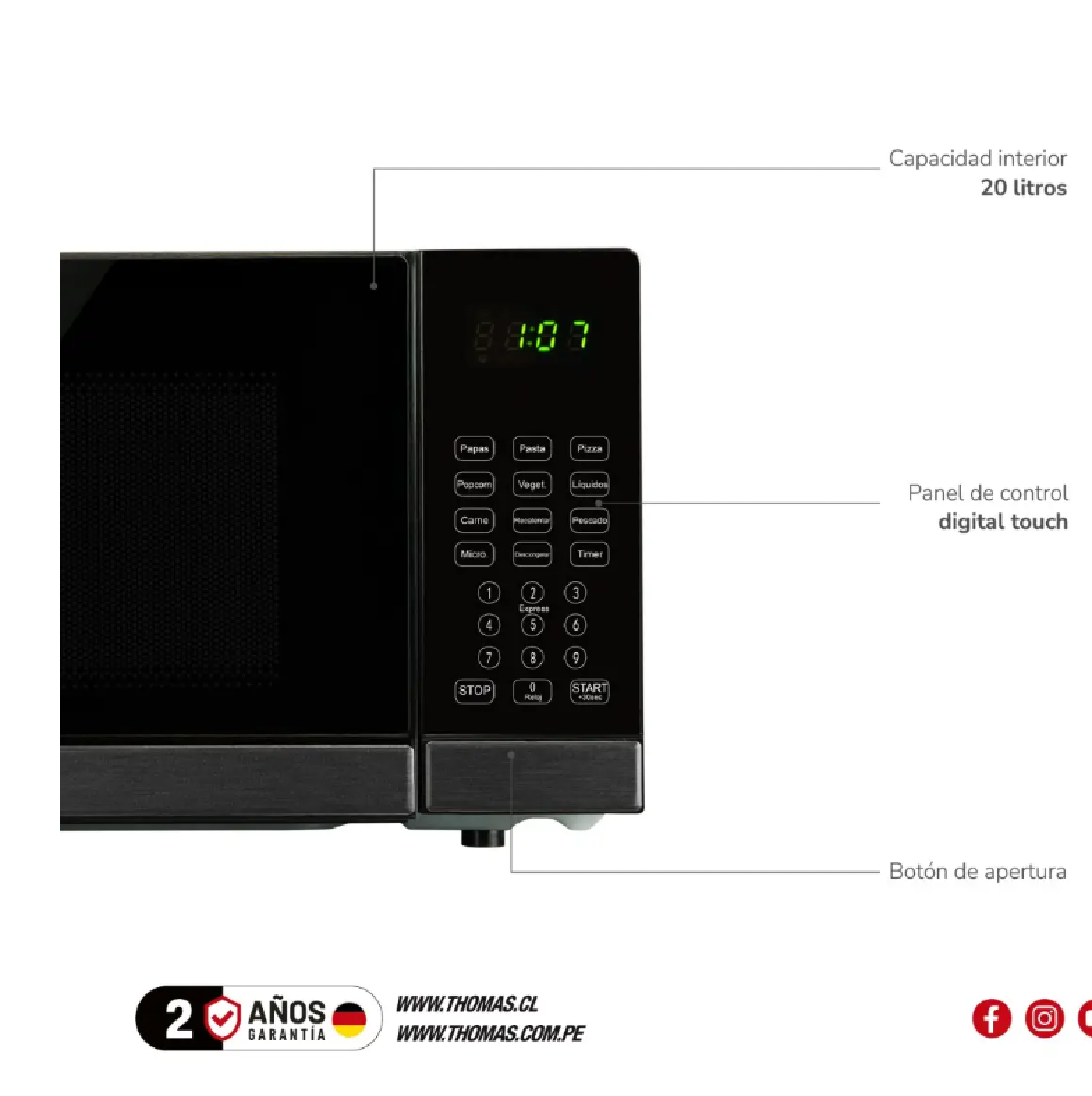 Microondas HeatTouch 20 Litros THOMAS TH-MW20DN-4