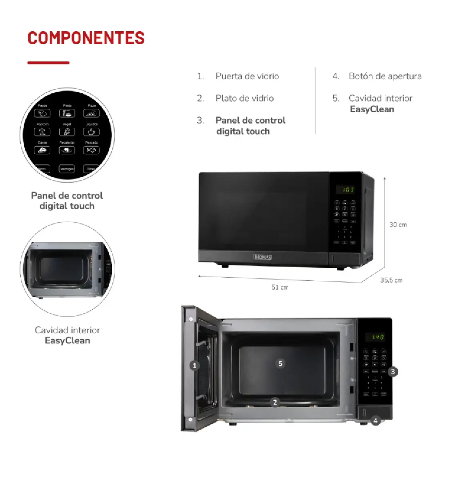 Microondas HeatTouch 30 Litros THOMAS TH-MW30DN-2