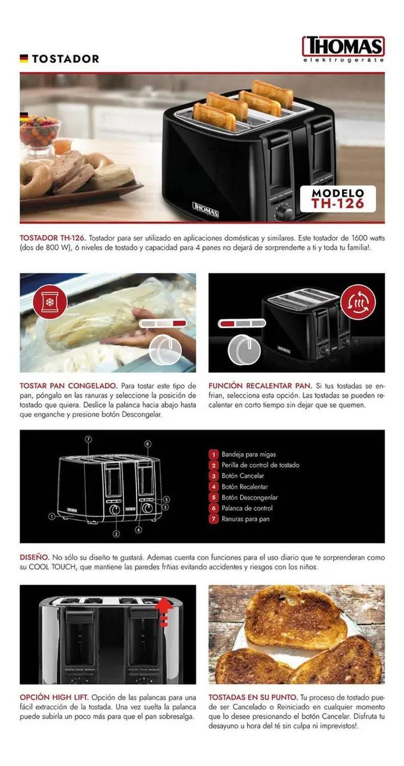 Tostador Thomas Th-126 4 Panes Color Negro Negro-7