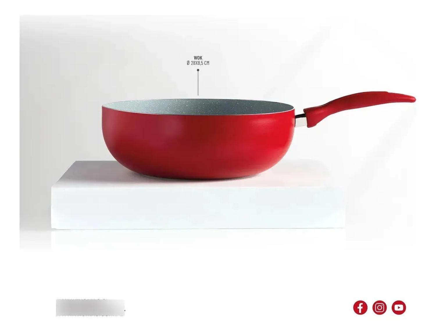 Wok 28cm Aluminio Thomas Th-mwk28r Rojo Rojo-4
